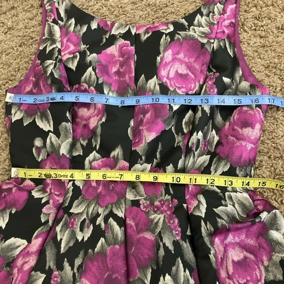 Eliza J Floral Fit and Flare Dress Women's Size 8 Purple Gray Sleeveless A Line - Picture 4 of 8